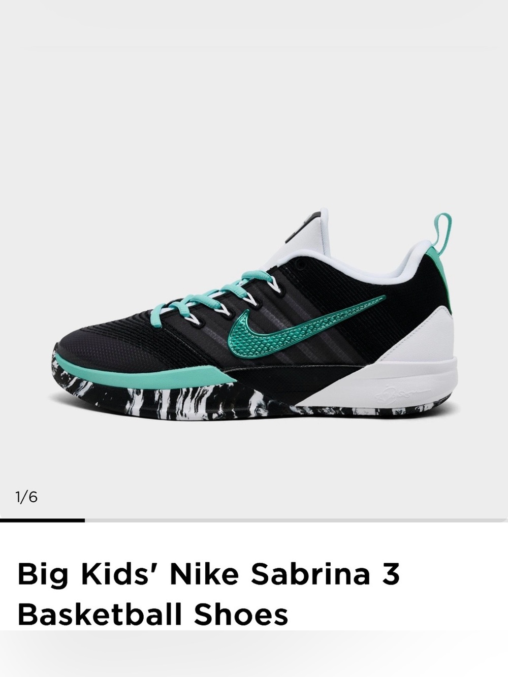 Nike Sabrina 3 Black & Teal Low-Profile Basketball Shoes Sneaker